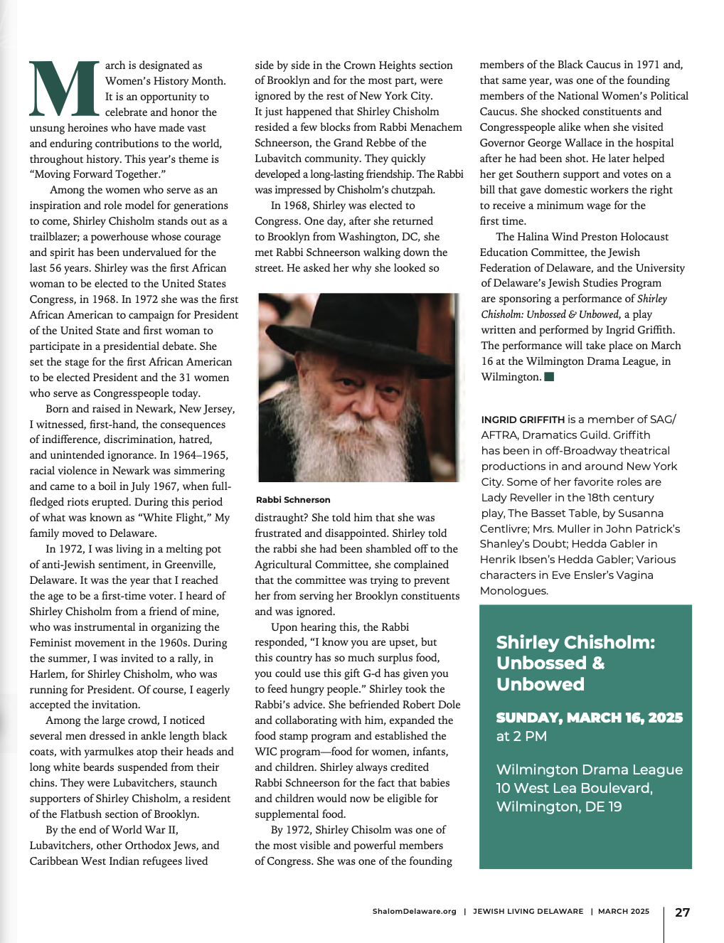 UU in Jewish Living Delaware p27